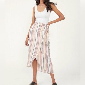Striped Wrap Skirt in Pastel Multi Colors
